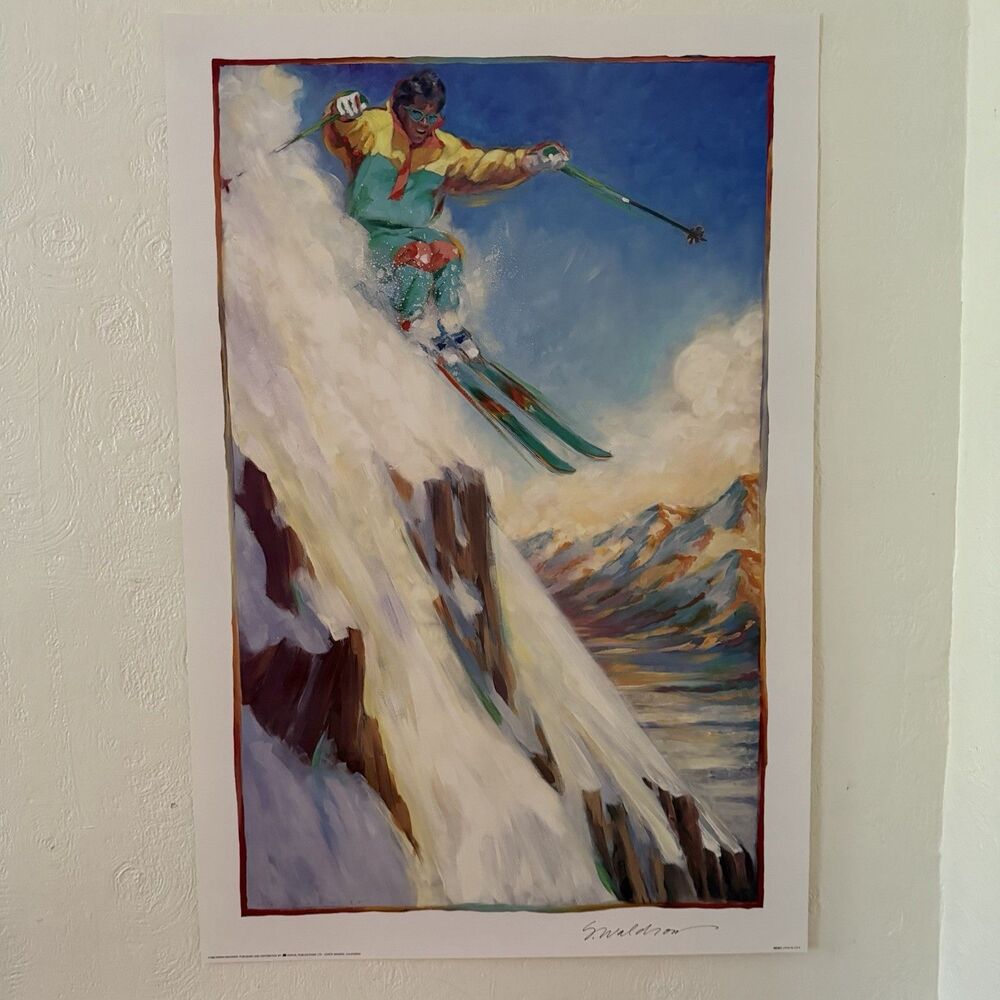 Art Print Poster Sarah Waldron Skiing Ski Snow Offset Lithograph 36x24”